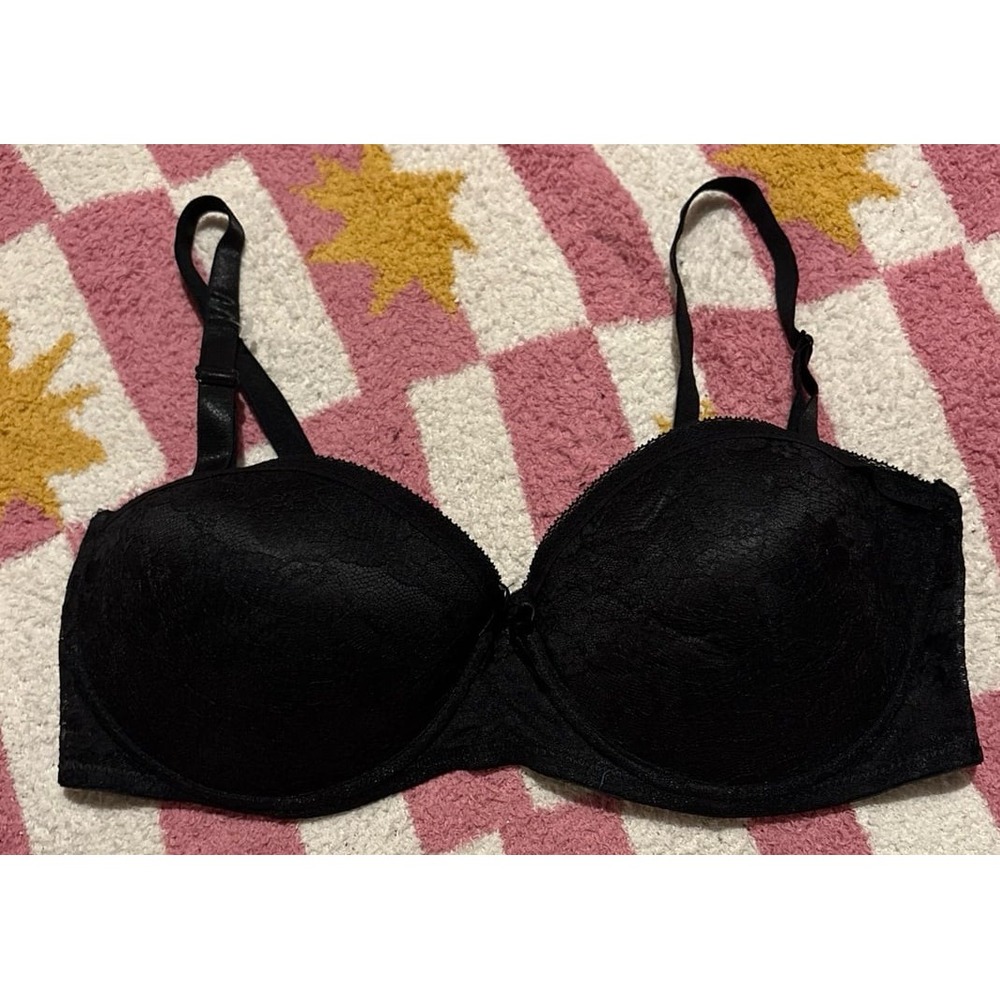 Inteco Intimates Bra Black Full Figure Demi Cut Underwire Bra, Size 40D